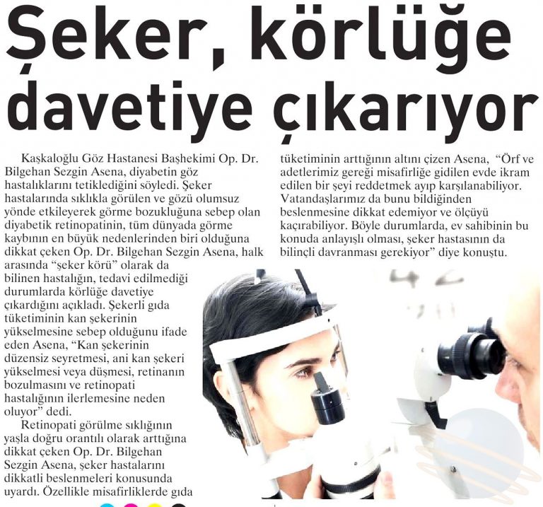 Şeker körlüğe davet çıkartıyor.