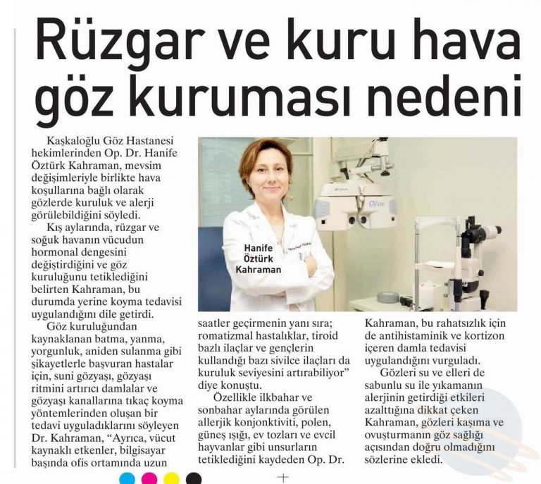 Rüzgar ve kuru hava göz kuruması nedeni