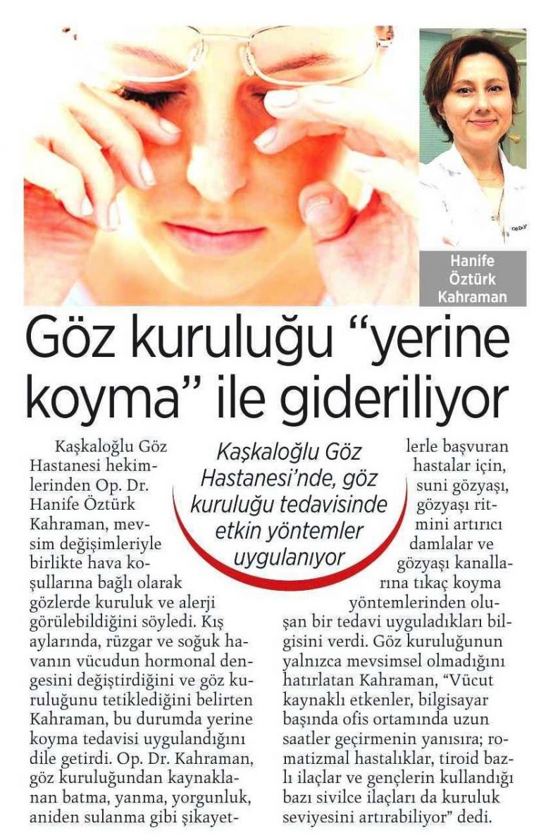 Göz kuruluğu “yerine koyma” ile gideriliyor