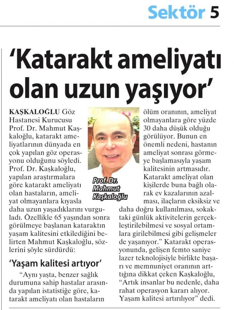 Katarakt Ameliyatı Olan Uzun Yaşıyor