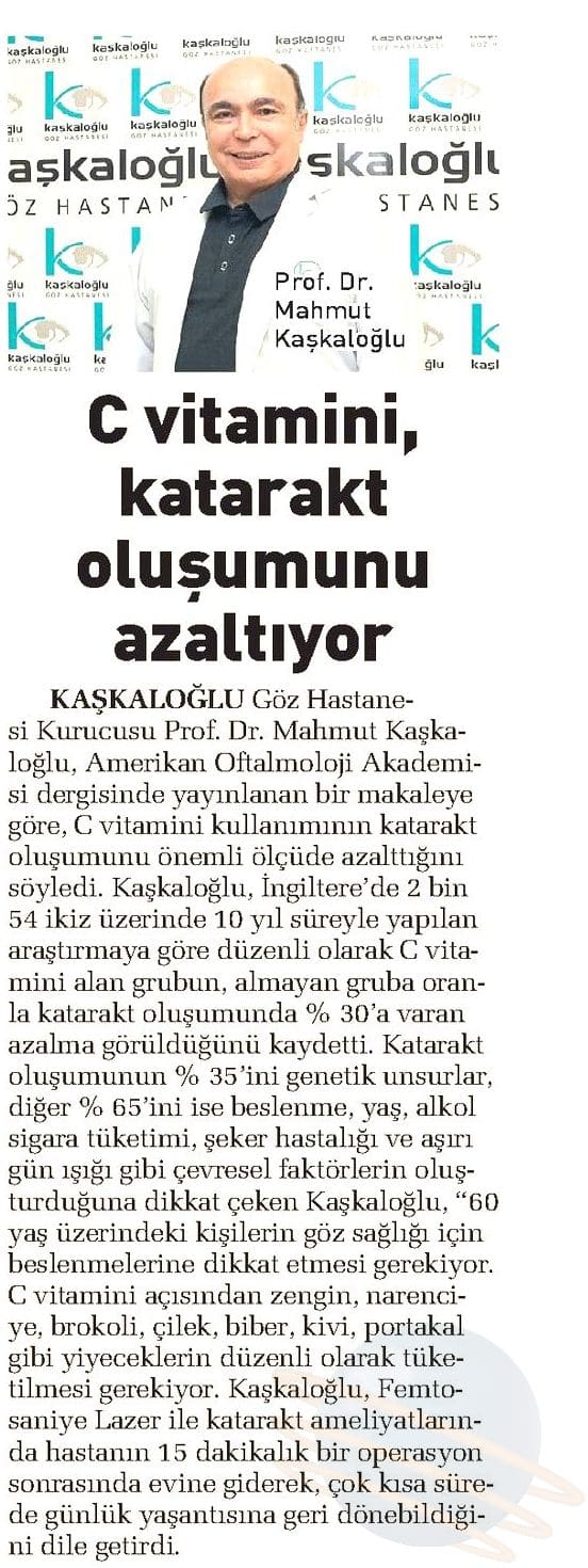 C Vitamini Katarakt Oluşumunu Azaltıyor