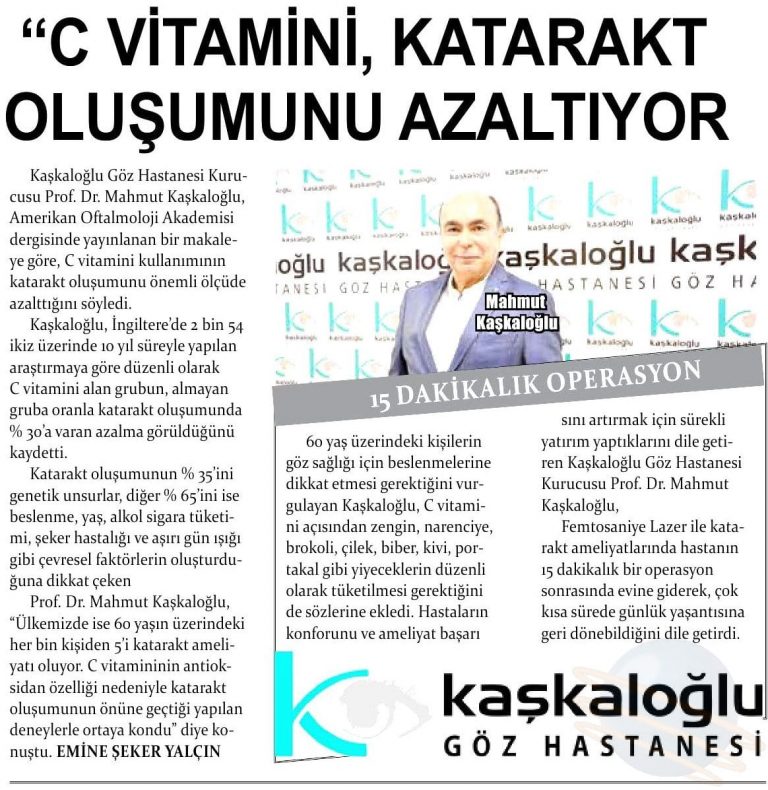 C Vitamini Katarakt Oluşumunu Azaltıyor