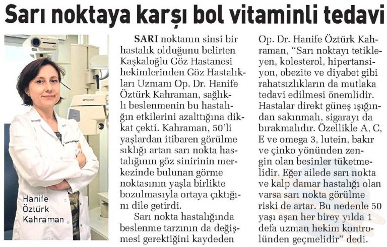Sarı Noktaya Karşı Bol Vitaminli Tedavi