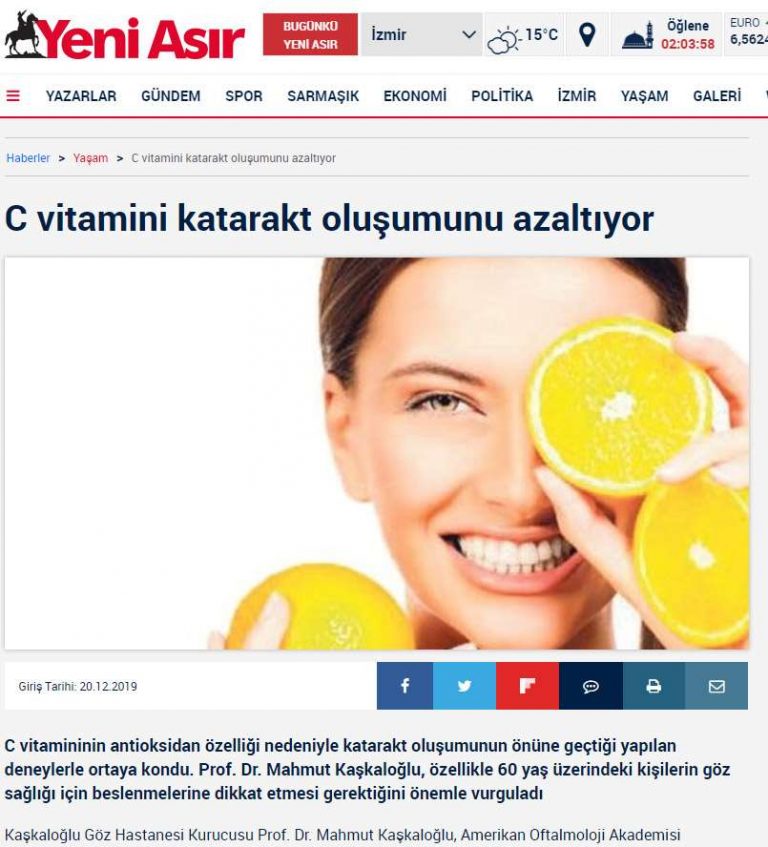 C vitamini katarakt oluşumunu azaltıyor
