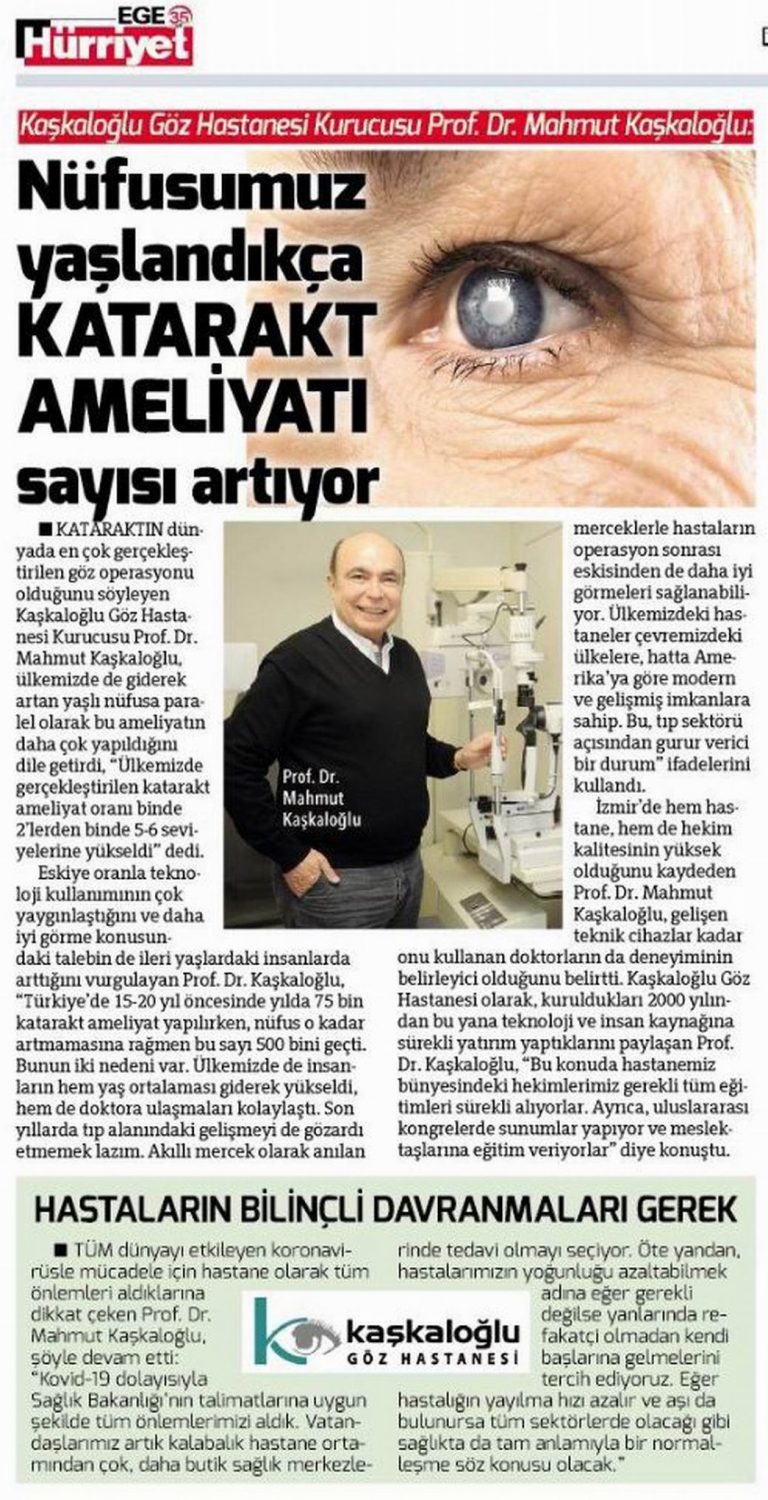 Hürriyet Ege 18.10.2020 Katarakt haberi