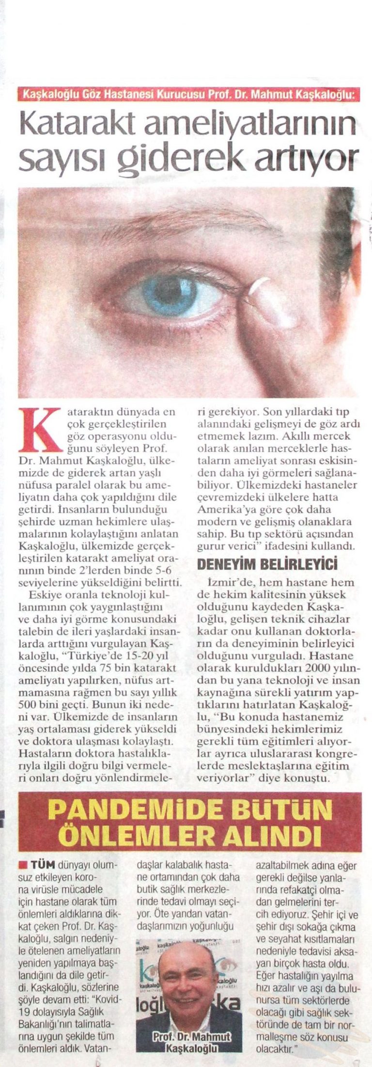 Katarakt haberi Yeni Asır