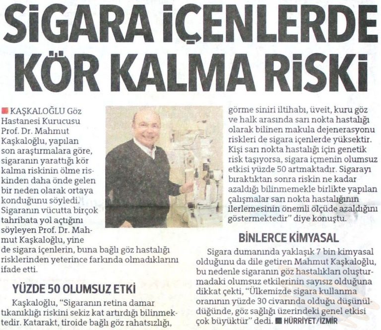 Sigara körlük yapabilir