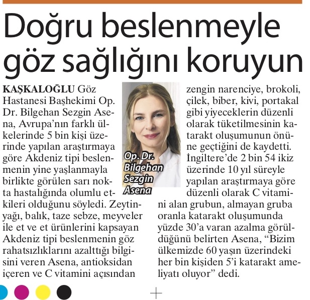 Göz sağlığı için doğru beslenme 03.03.2021