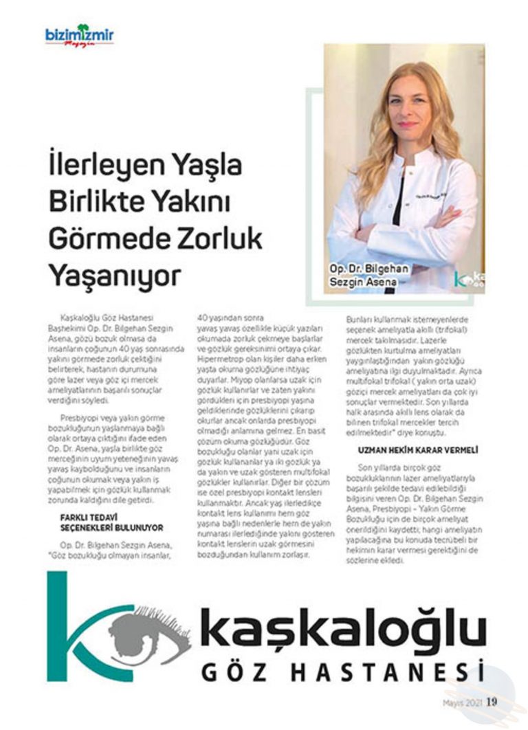 Yaşa bağlı göz bozuklukları Bizim İzmir 01052021