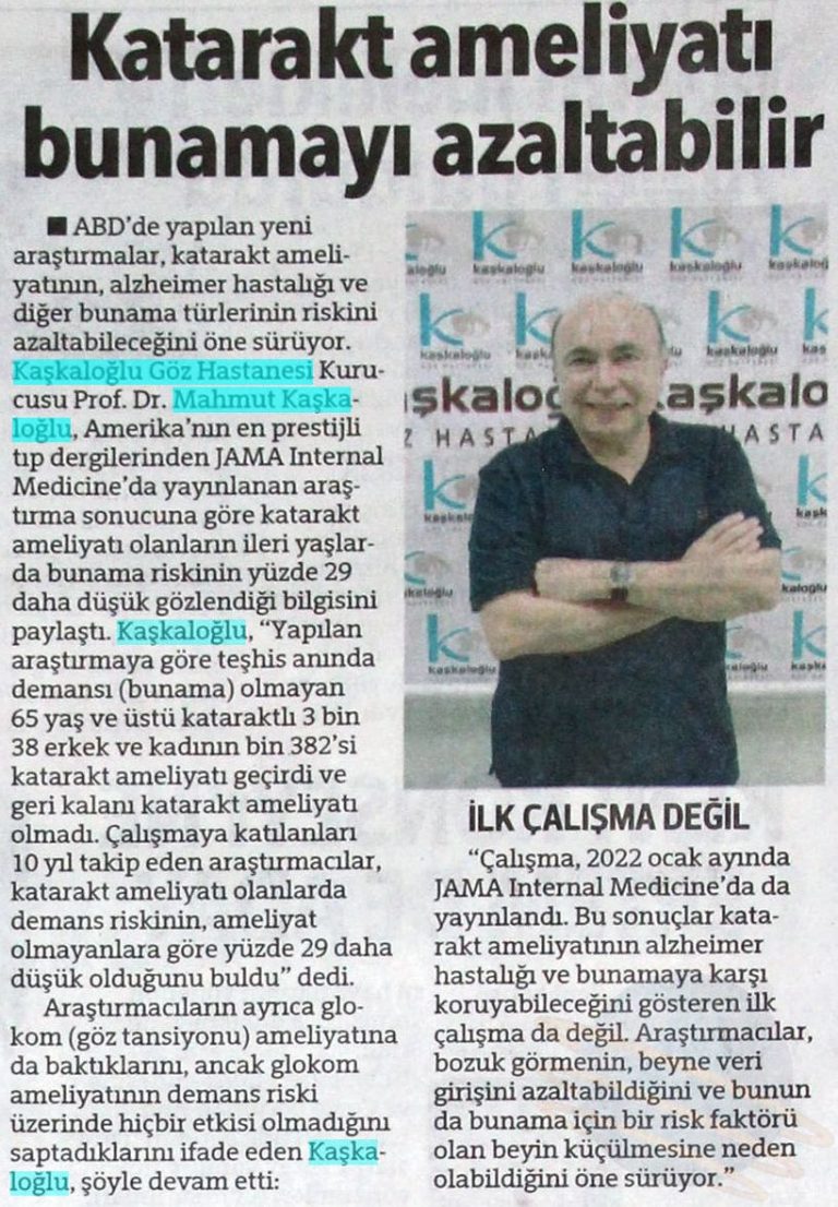 Katarakt Ameliyatı Bunama (Alzheimer) Riskini Azaltabilir