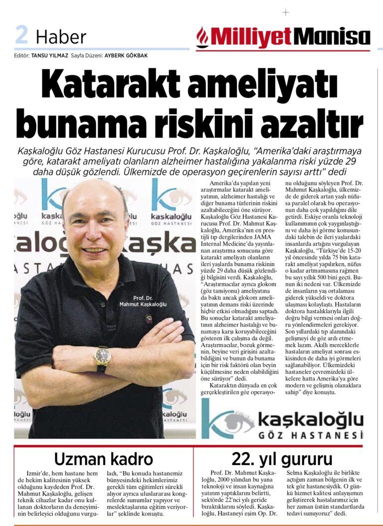 Katarakt ameliyatı bunama riskini azaltıyor